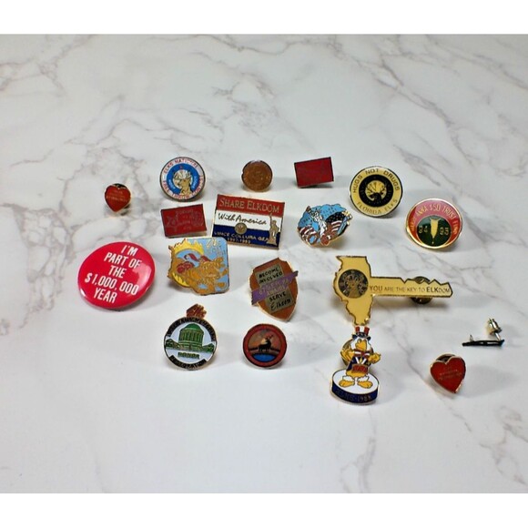 VTG BPOE Benevolent Order Of Elks Lodge Hat Lapel Vest Pin Enamel Buttons - Picture 1 of 9